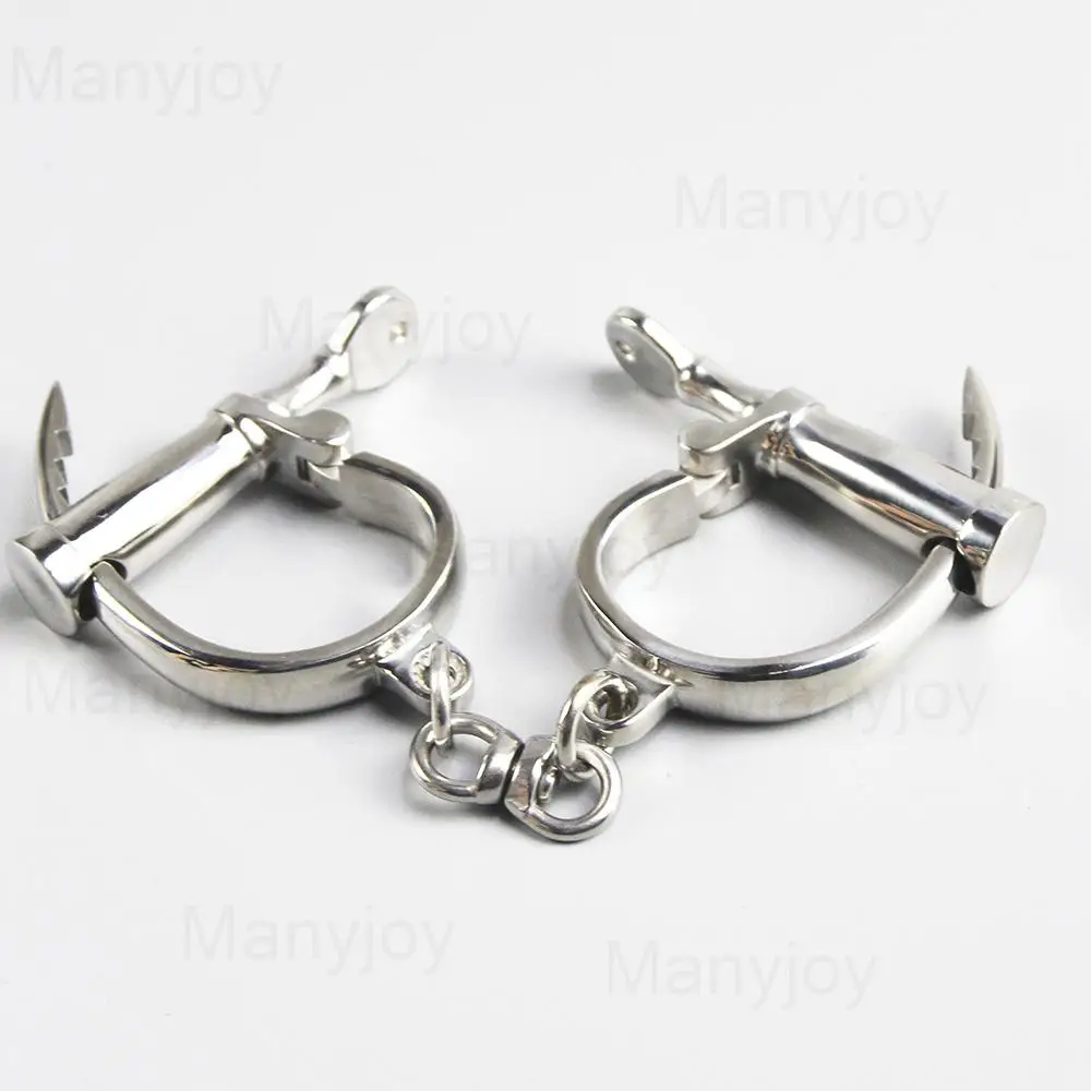 Stainless Steel Handcuffs Ankle Cuff Metal Horseshoe Wrist Cuffs Restraints Slave Shackle Bondage BDSM Sex Toy for Couple
