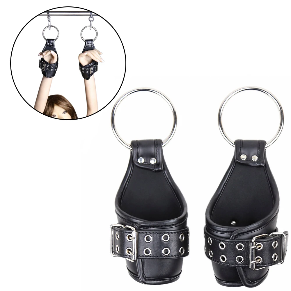 Sex Leather Ankle Wrist Suspension Cuffs Restraint BDSM Bondage Strap Keep Suspended Hanging Handcuffs for Adult Product Erotic