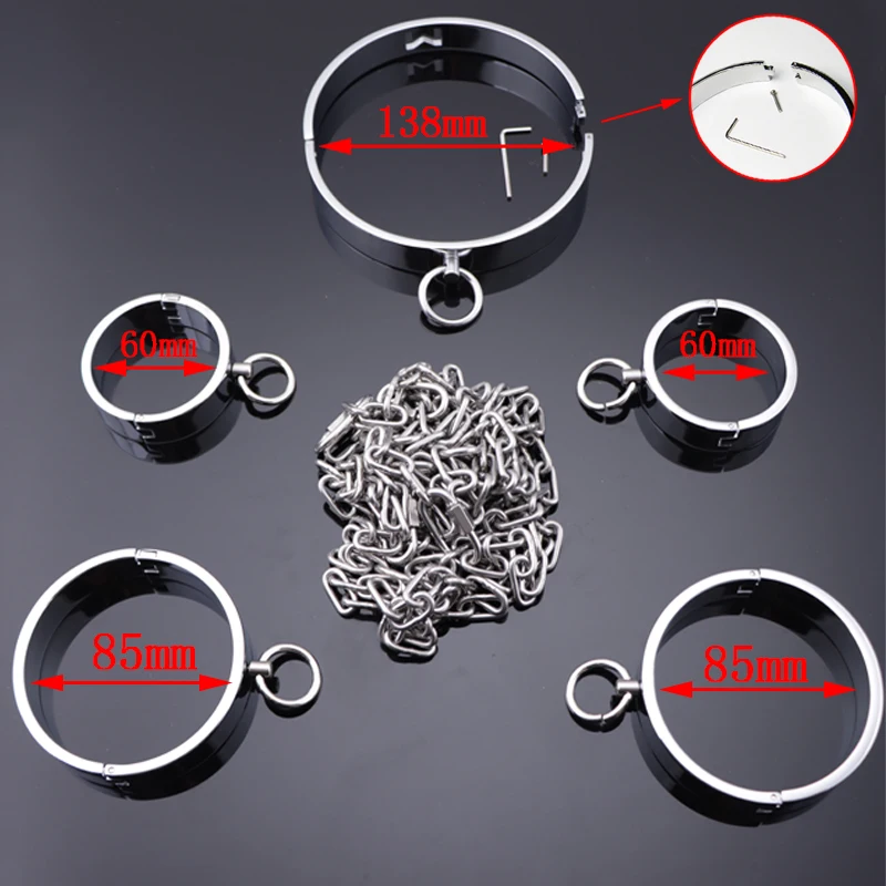 Metal Lock Shackles Female Male Handcuff Metal Ankle Cuffs Wrist Cuff For Couple BDSM Bondage Restraints Adult Game Sex Toys 18+