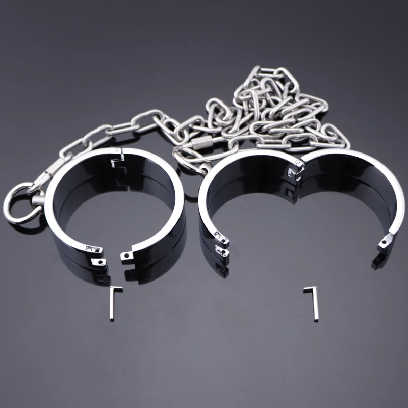 Metal Lock Shackles Female Male Handcuff Metal Ankle Cuffs Wrist Cuff For Couple BDSM Bondage Restraints Adult Game Sex Toys 18+