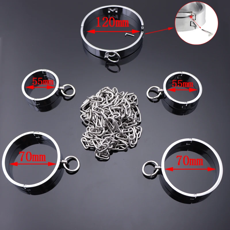 Metal Lock Shackles Female Male Handcuff Metal Ankle Cuffs Wrist Cuff For Couple BDSM Bondage Restraints Adult Game Sex Toys 18+
