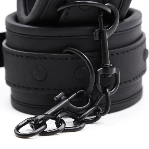 New Fetish Sexy BDSM Bondage Handcuff Ankle Cuff Neck Collar PU Leather Wrist Cuffs Sex Toys for Couples Game Erotic Accessories