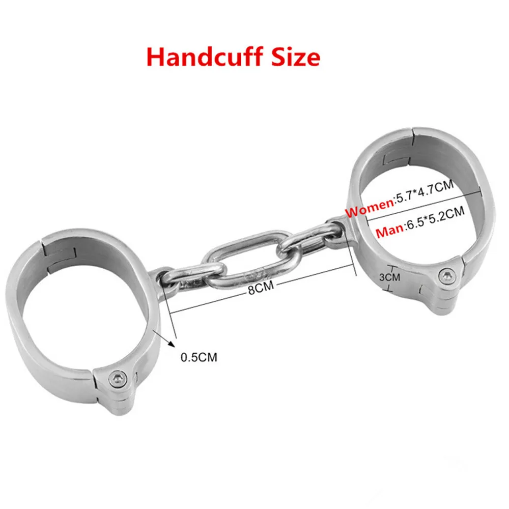 BDSM Bondage Female Male Stainless Steel Handcuff Wrist Metal Cuffs Binding Bolt Lock Gay Fetish Slave Restraints Sex Toys