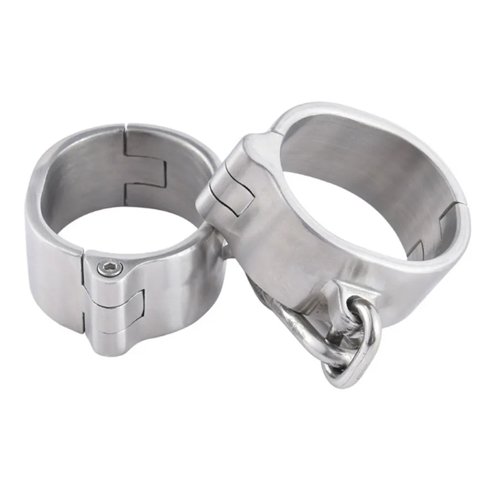 BDSM Bondage Female Male Stainless Steel Handcuff Wrist Metal Cuffs Binding Bolt Lock Gay Fetish Slave Restraints Sex Toys