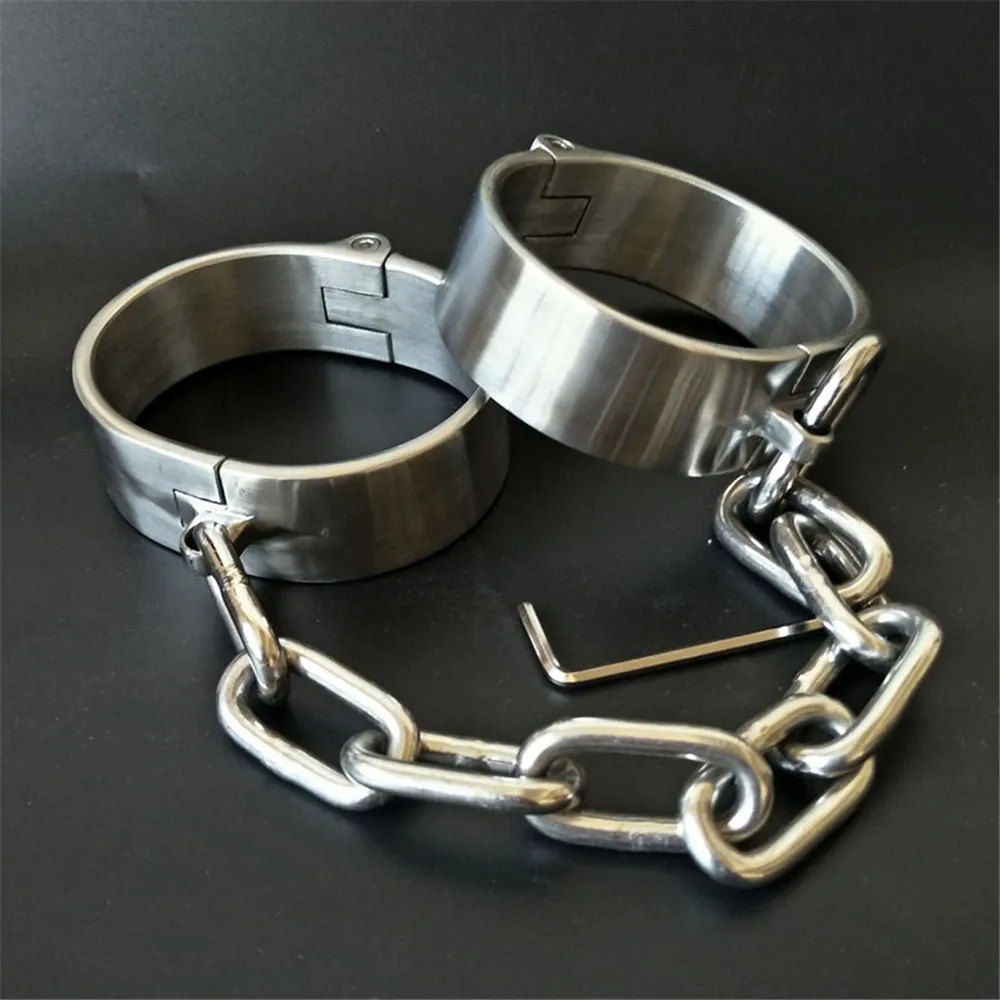 BDSM Bondage Female Male Stainless Steel Handcuff Wrist Metal Cuffs Binding Bolt Lock Gay Fetish Slave Restraints Sex Toys