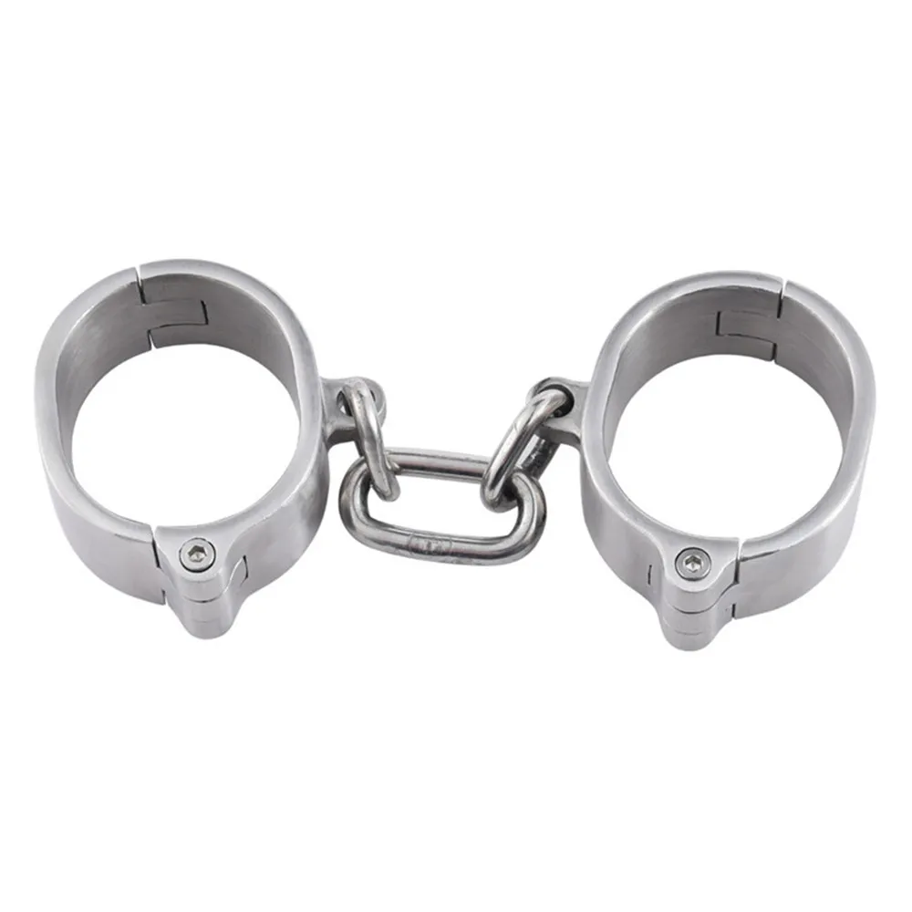 BDSM Bondage Female Male Stainless Steel Handcuff Wrist Metal Cuffs Binding Bolt Lock Gay Fetish Slave Restraints Sex Toys