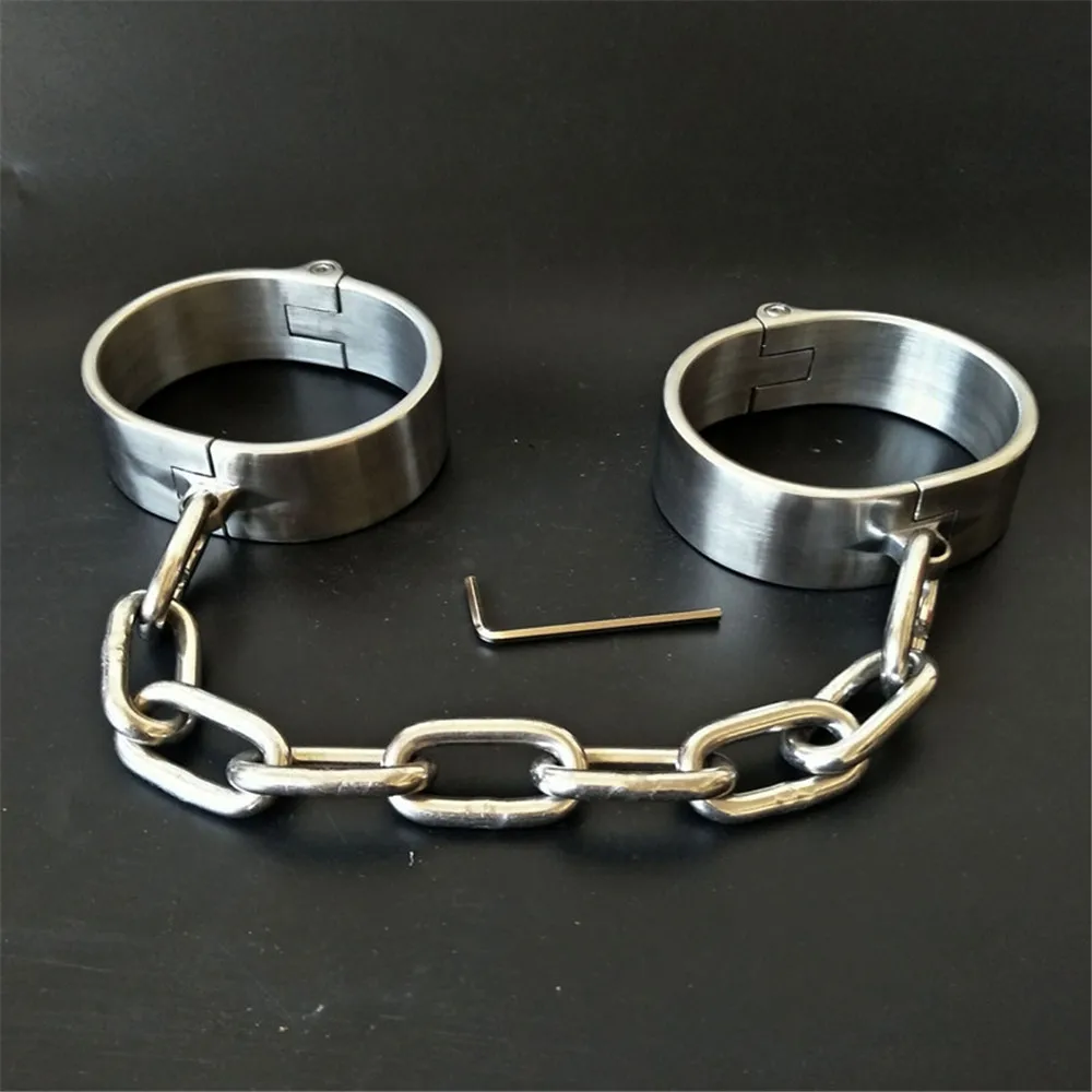 BDSM Bondage Female Male Stainless Steel Handcuff Wrist Metal Cuffs Binding Bolt Lock Gay Fetish Slave Restraints Sex Toys