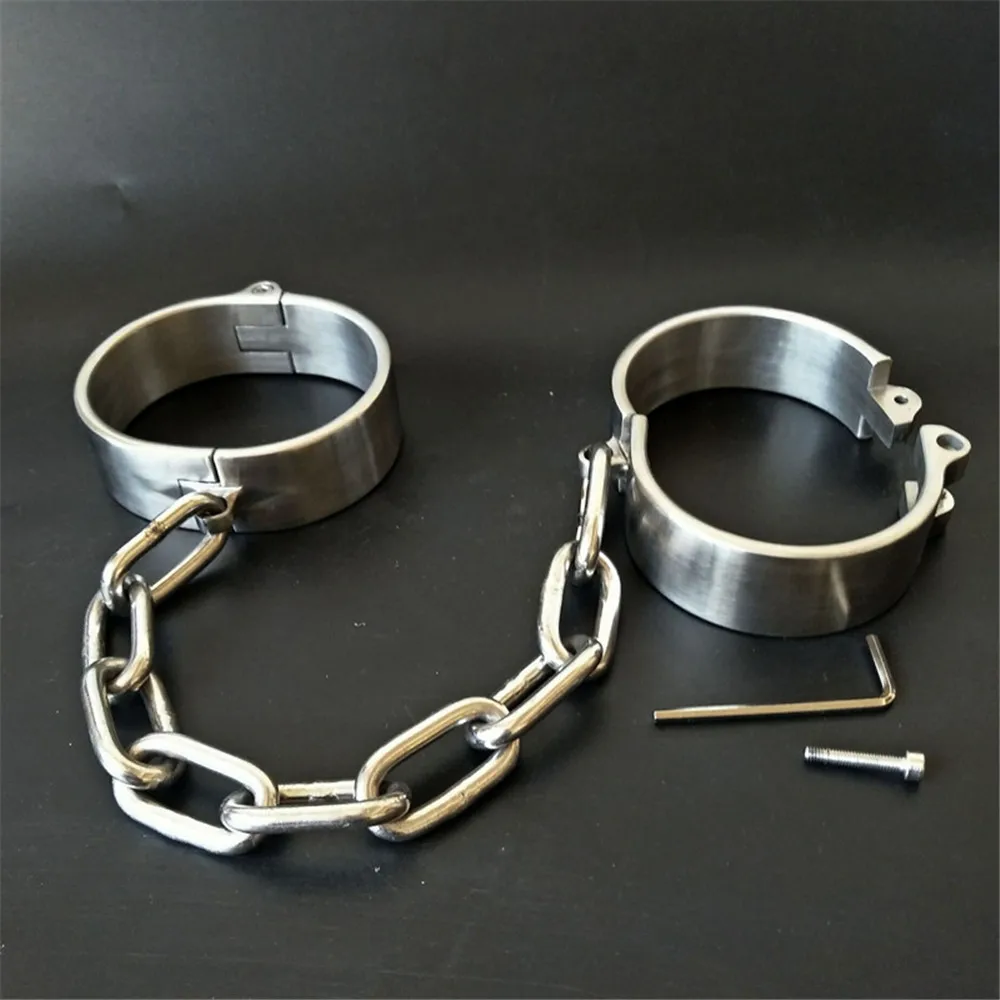 BDSM Bondage Female Male Stainless Steel Handcuff Wrist Metal Cuffs Binding Bolt Lock Gay Fetish Slave Restraints Sex Toys