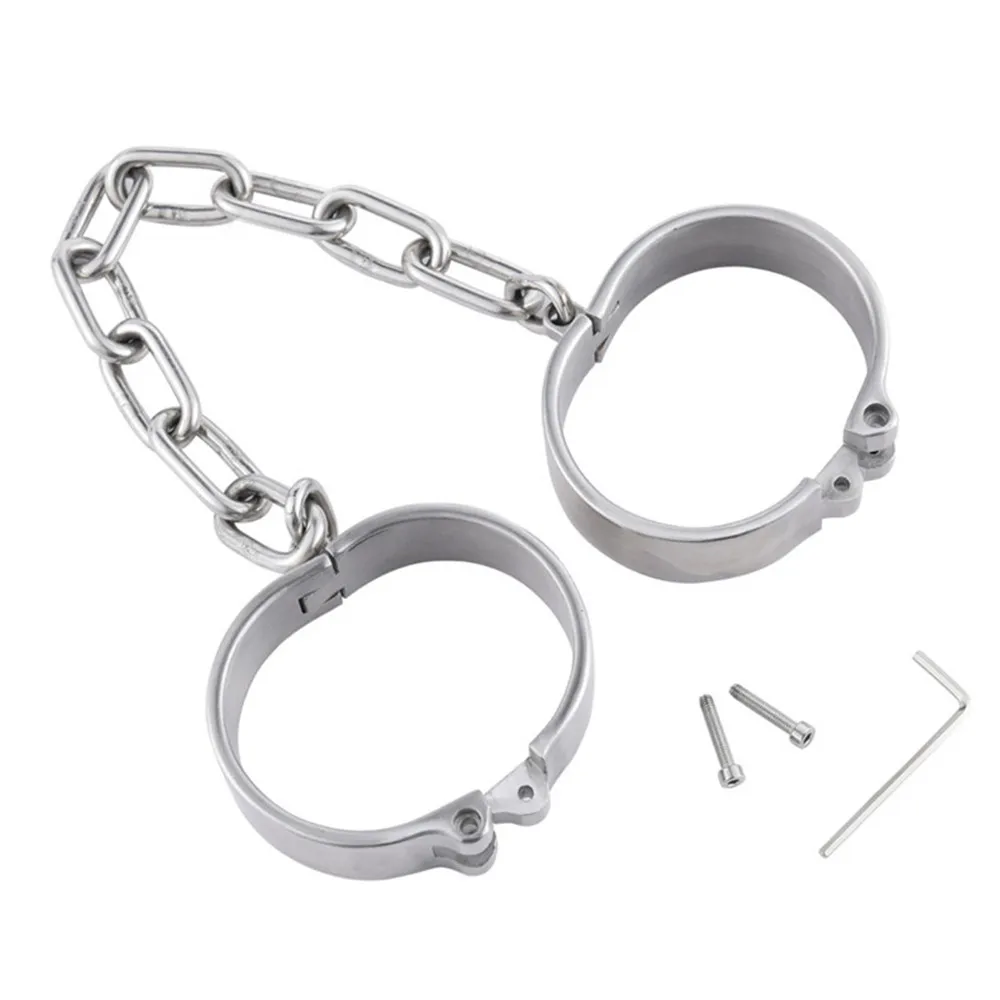 BDSM Bondage Female Male Stainless Steel Handcuff Wrist Metal Cuffs Binding Bolt Lock Gay Fetish Slave Restraints Sex Toys