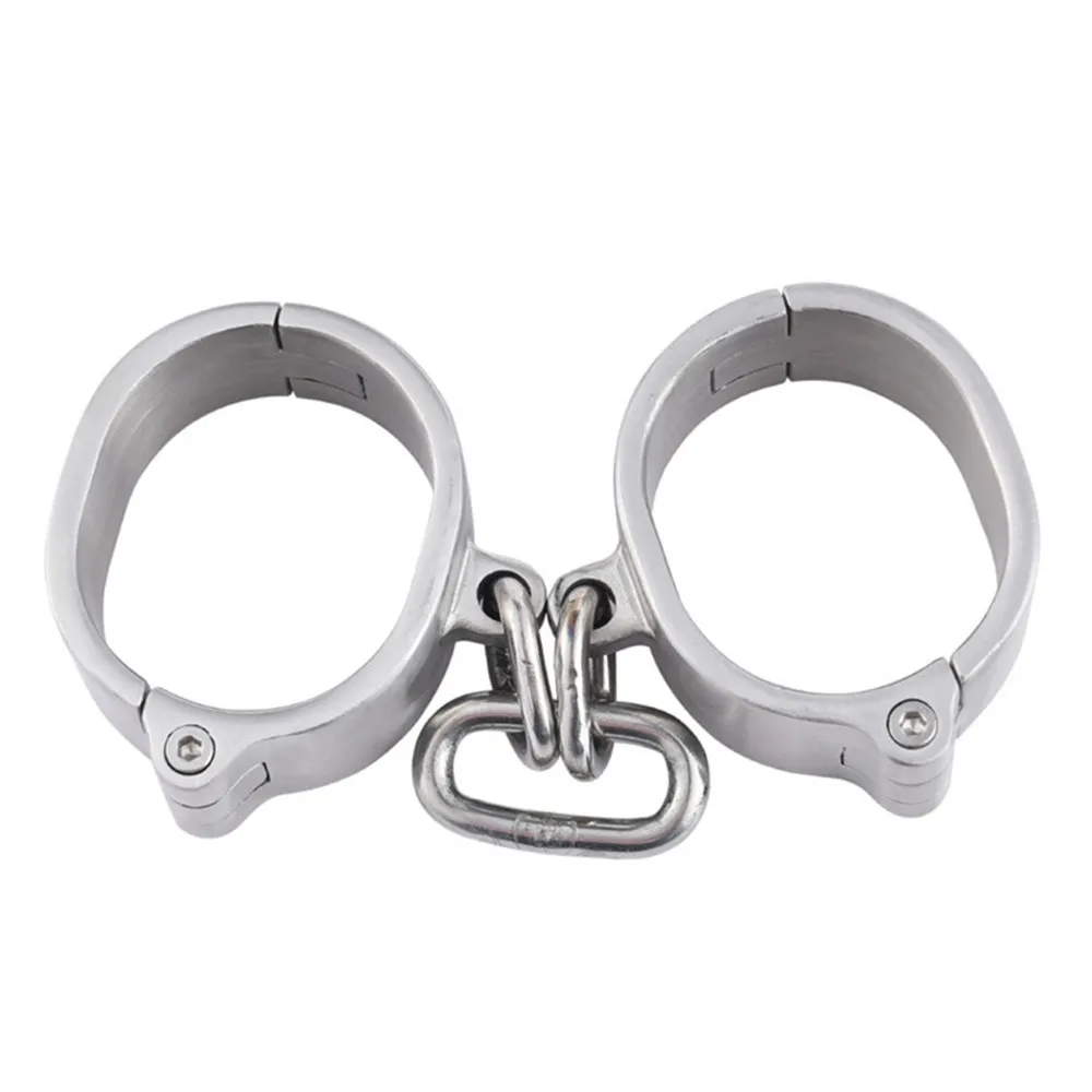 BDSM Bondage Female Male Stainless Steel Handcuff Wrist Metal Cuffs Binding Bolt Lock Gay Fetish Slave Restraints Sex Toys