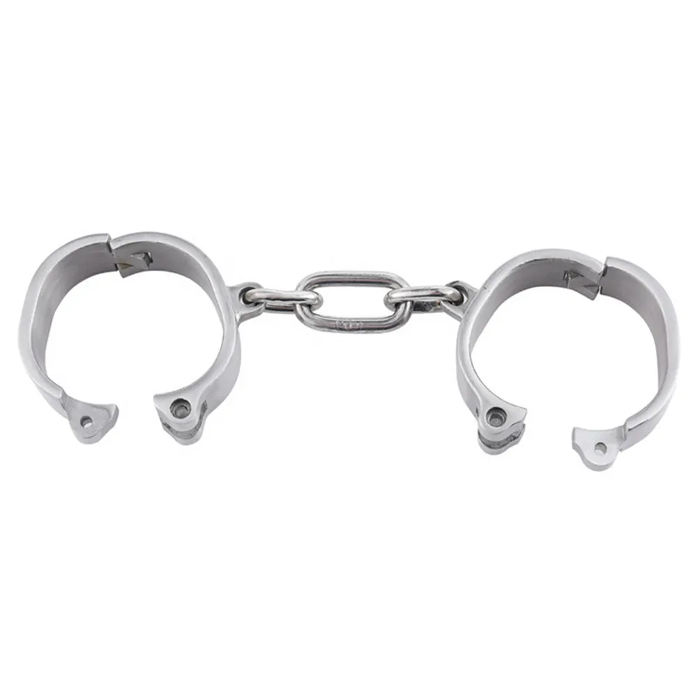 BDSM Bondage Female Male Stainless Steel Handcuff Wrist Metal Cuffs Binding Bolt Lock Gay Fetish Slave Restraints Sex Toys
