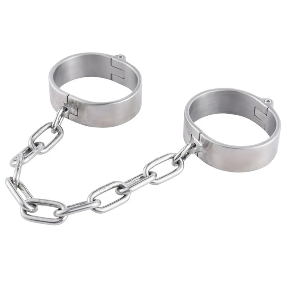 BDSM Bondage Female Male Stainless Steel Handcuff Wrist Metal Cuffs Binding Bolt Lock Gay Fetish Slave Restraints Sex Toys