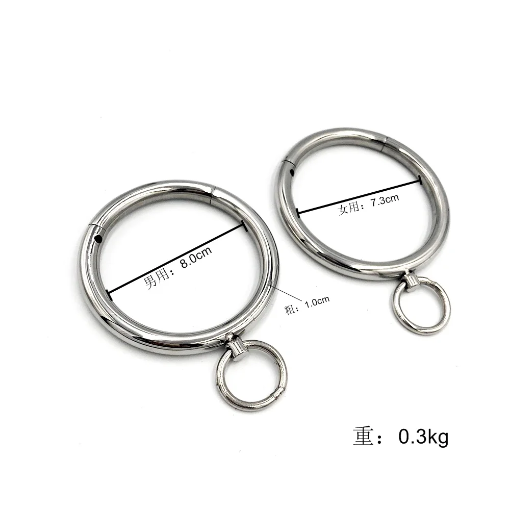 Stainless Steel Neck Collar Metal Handcuff Wrist Ankle Cuff Adult Slave Role Play BDSM Restraint Bondage Sex Toys for Women Men