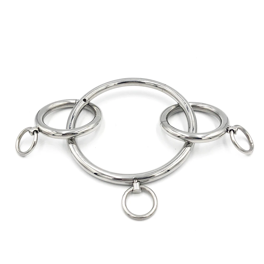 Stainless Steel Neck Collar Metal Handcuff Wrist Ankle Cuff Adult Slave Role Play BDSM Restraint Bondage Sex Toys for Women Men