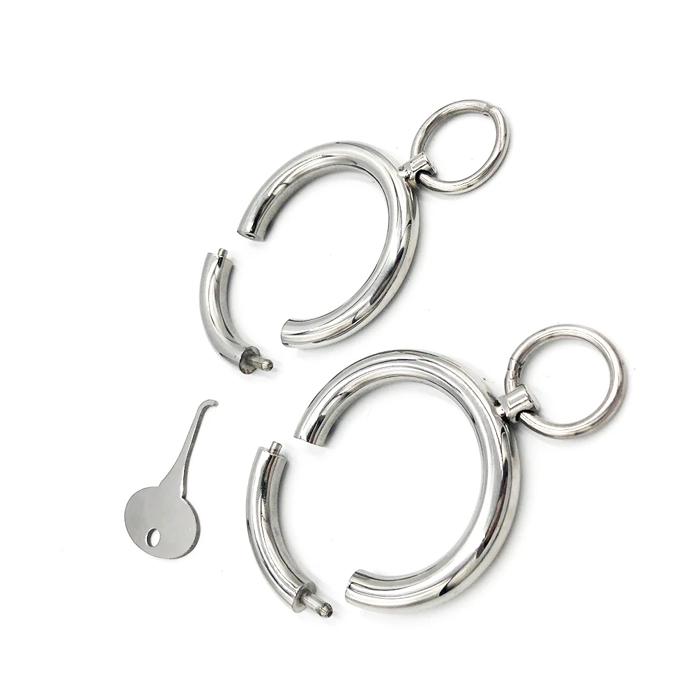 Stainless Steel Neck Collar Metal Handcuff Wrist Ankle Cuff Adult Slave Role Play BDSM Restraint Bondage Sex Toys for Women Men