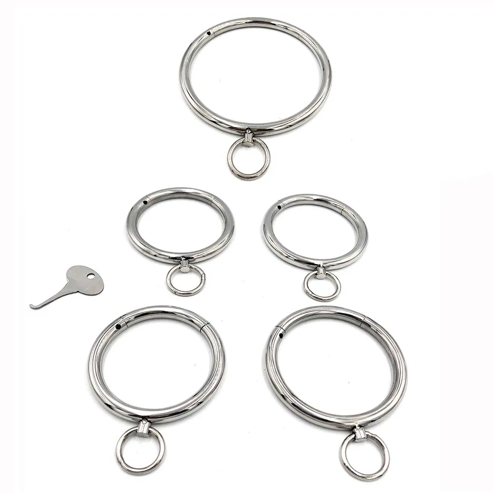 Stainless Steel Neck Collar Metal Handcuff Wrist Ankle Cuff Adult Slave Role Play BDSM Restraint Bondage Sex Toys for Women Men