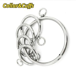 Stainless Steel Neck Collar Metal Handcuff Wrist Ankle Cuff Adult Slave Role Play BDSM Restraint Bondage Sex Toys for Women Men