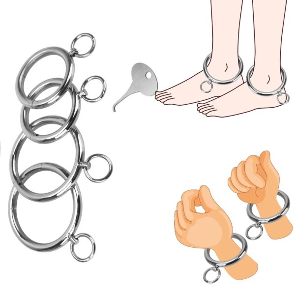 NEW Wrist Ankle Cuff Sex Toys For Women Men Metal Handcuff Stainless Steel Neck Collar Slave Role Play Restraint Bondage