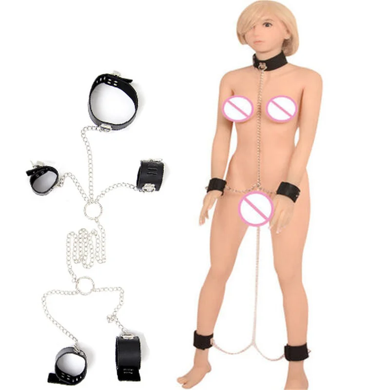 Lockable Handcuffs Neck Collar To Wrist Ankle Cuff Chain Set Body Harness Erotic Bondage Restraint Adult Game Sex Toys for Women Lockable Handcuffs Neck Collar To Wrist Ankle Cuff Chain Set Body Harness Erotic Bondage Restraint Adult Game Sex Toys for Women