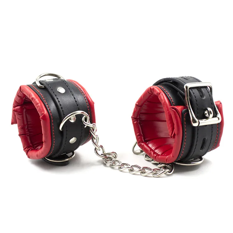 PU Leather Padded Handcuffs Wrist Ankle Cuffs Restraint BDSM Flirting Bondage Slave Adult Game Erotic Sex Toys for Couples