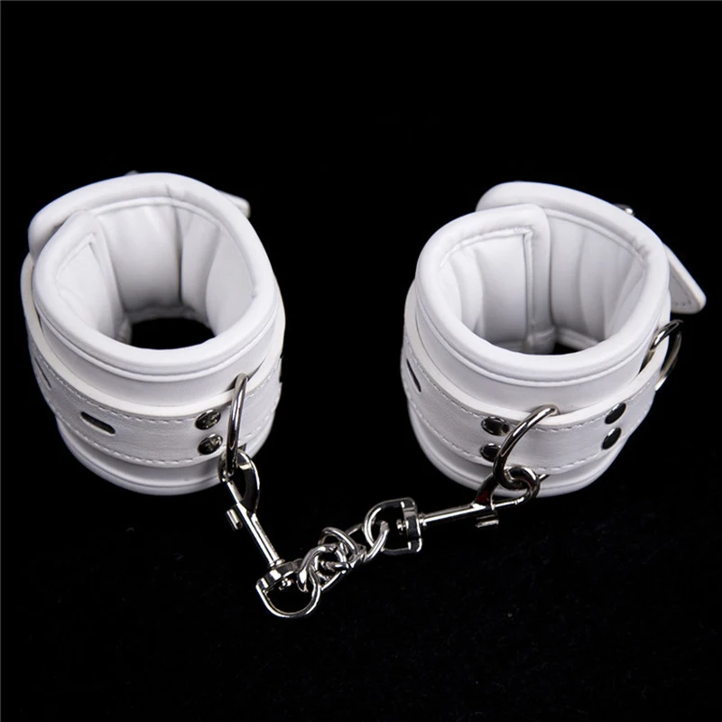 PU Leather Padded Handcuffs Wrist Ankle Cuffs Restraint BDSM Flirting Bondage Slave Adult Game Erotic Sex Toys for Couples