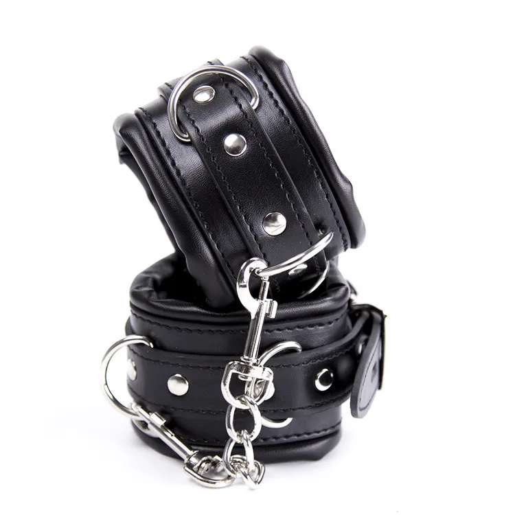 PU Leather Padded Handcuffs Wrist Ankle Cuffs Restraint BDSM Flirting Bondage Slave Adult Game Erotic Sex Toys for Couples