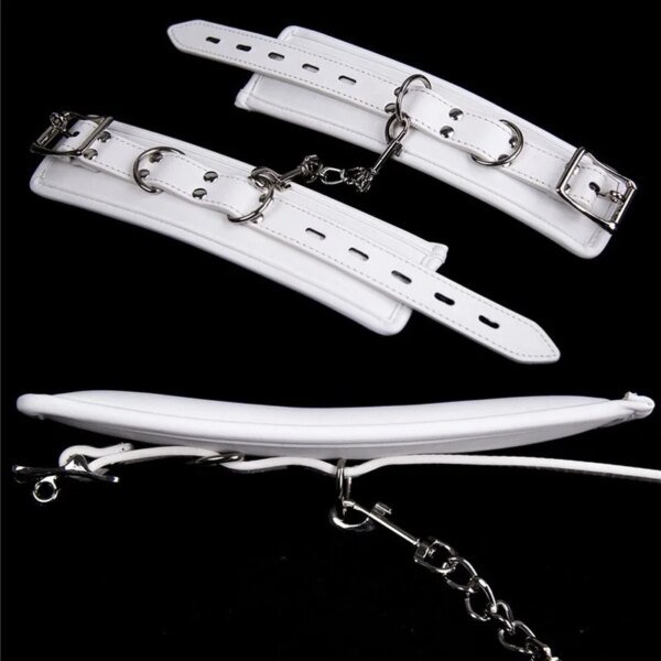 PU Leather Padded Handcuffs Wrist Ankle Cuffs Restraint BDSM Flirting Bondage Slave Adult Game Erotic Sex Toys for Couples