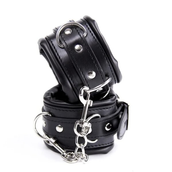 PU Leather Padded Handcuffs Wrist Ankle Cuffs Restraint BDSM Flirting Bondage Slave Adult Game Erotic Sex Toys for Couples