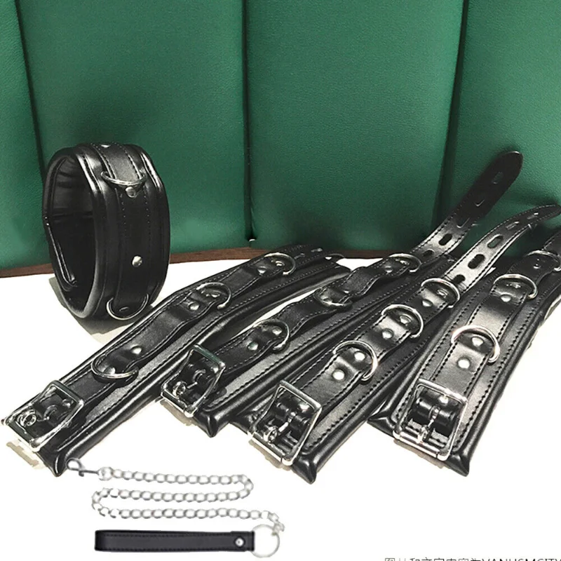 PU Leather Padded Handcuffs Wrist Ankle Cuffs Restraint BDSM Flirting Bondage Slave Adult Game Erotic Sex Toys for Couples