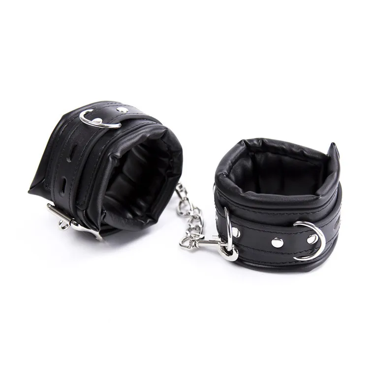 PU Leather Padded Handcuffs Wrist Ankle Cuffs Restraint BDSM Flirting Bondage Slave Adult Game Erotic Sex Toys for Couples