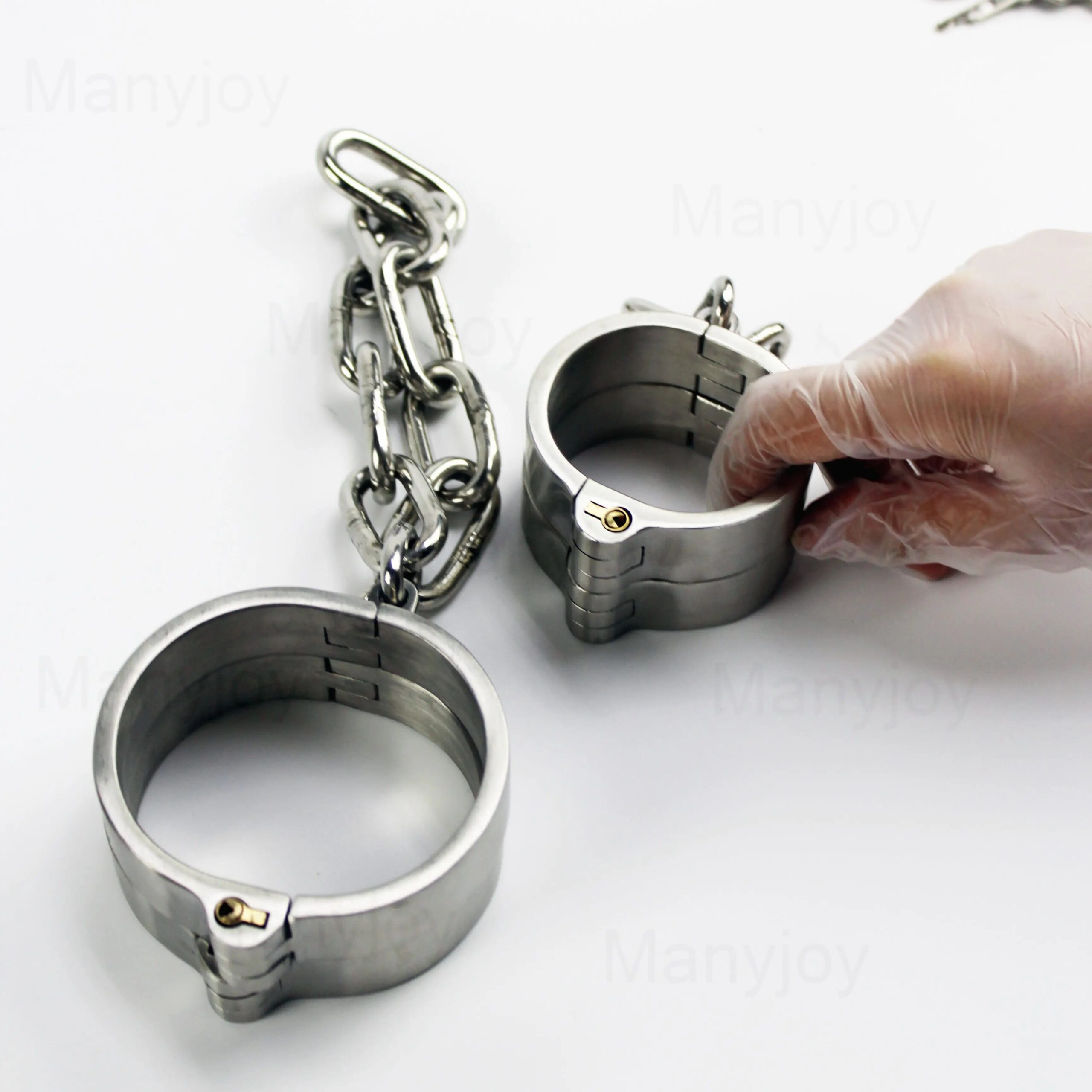 Stainless Steel Lockable Slave Neck Collar Handcuff Wrist Ankle Cuffs Bdsm Bondage Restraint Adult Game Sex Toys for Couples