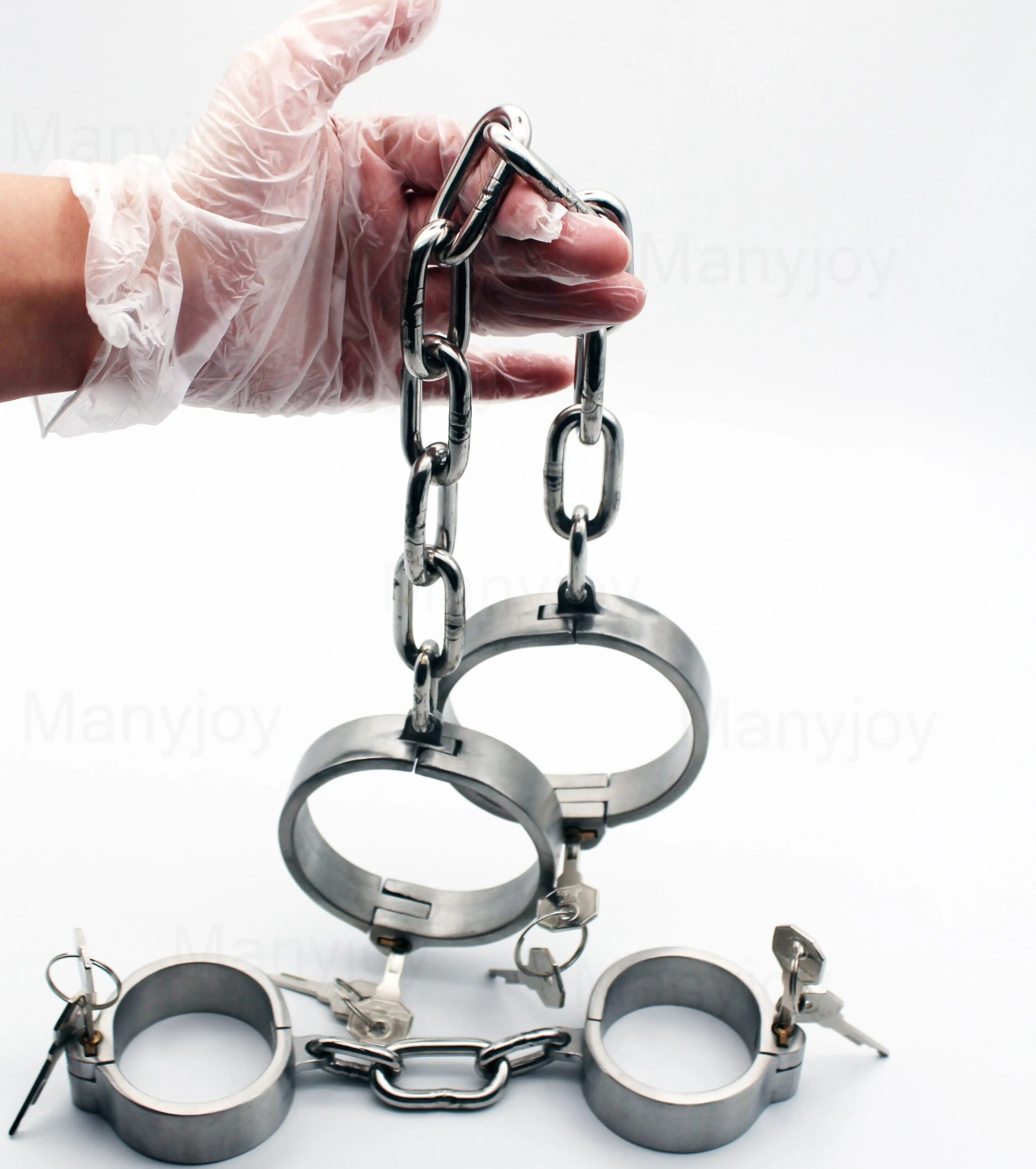 Stainless Steel Lockable Slave Neck Collar Handcuff Wrist Ankle Cuffs Bdsm Bondage Restraint Adult Game Sex Toys for Couples