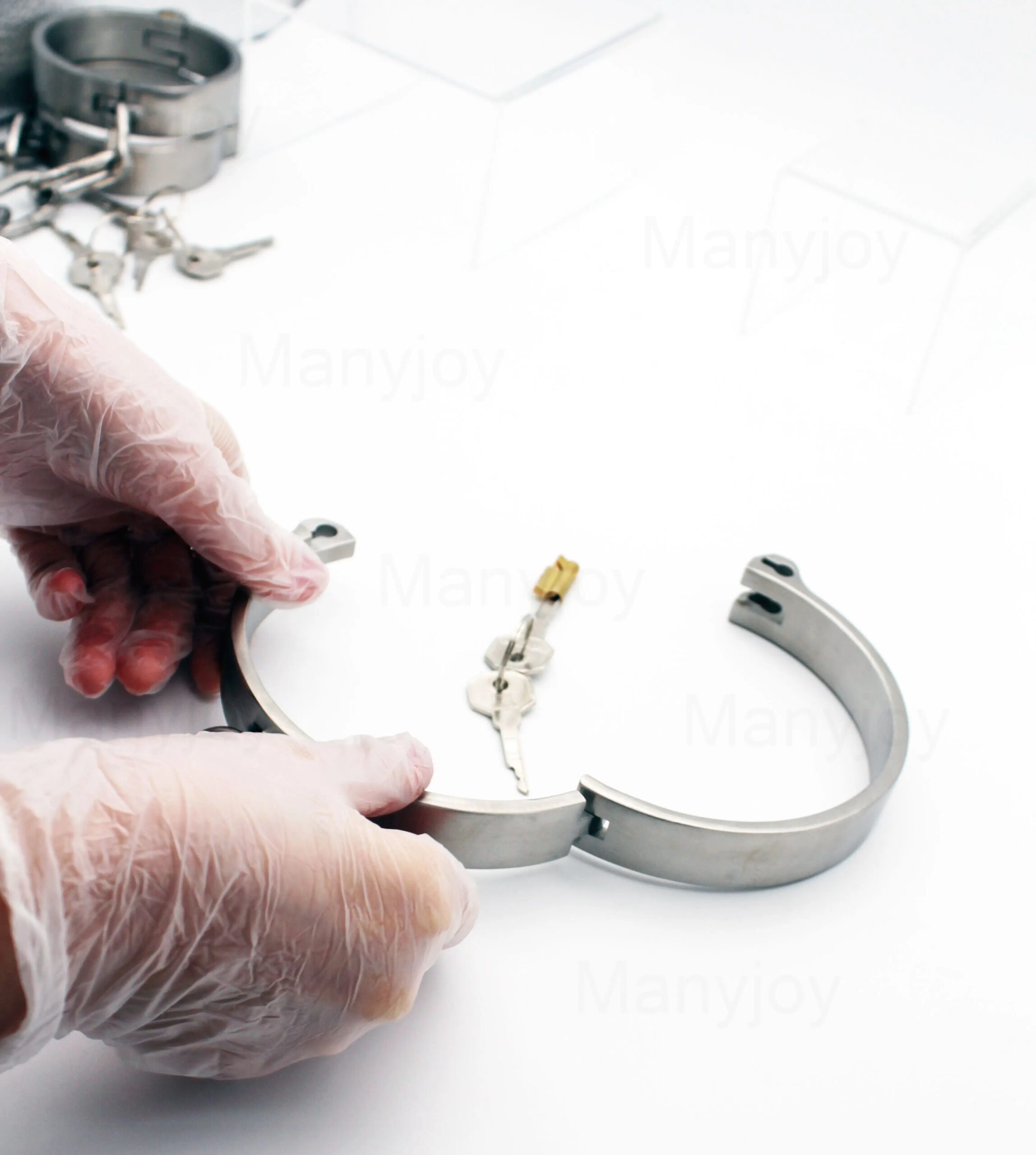 Stainless Steel Lockable Slave Neck Collar Handcuff Wrist Ankle Cuffs Bdsm Bondage Restraint Adult Game Sex Toys for Couples