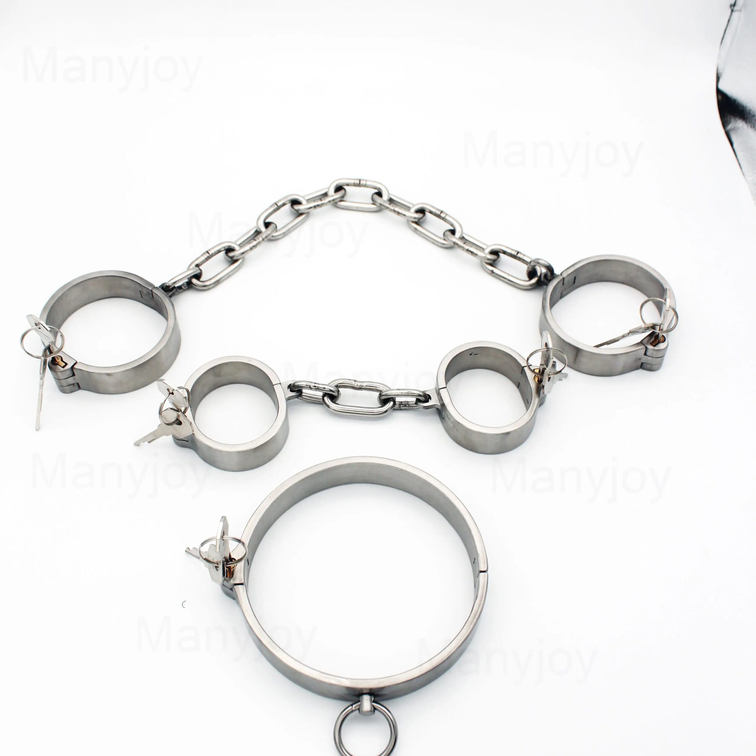 Stainless Steel Lockable Slave Neck Collar Handcuff Wrist Ankle Cuffs Bdsm Bondage Restraint Adult Game Sex Toys for Couples