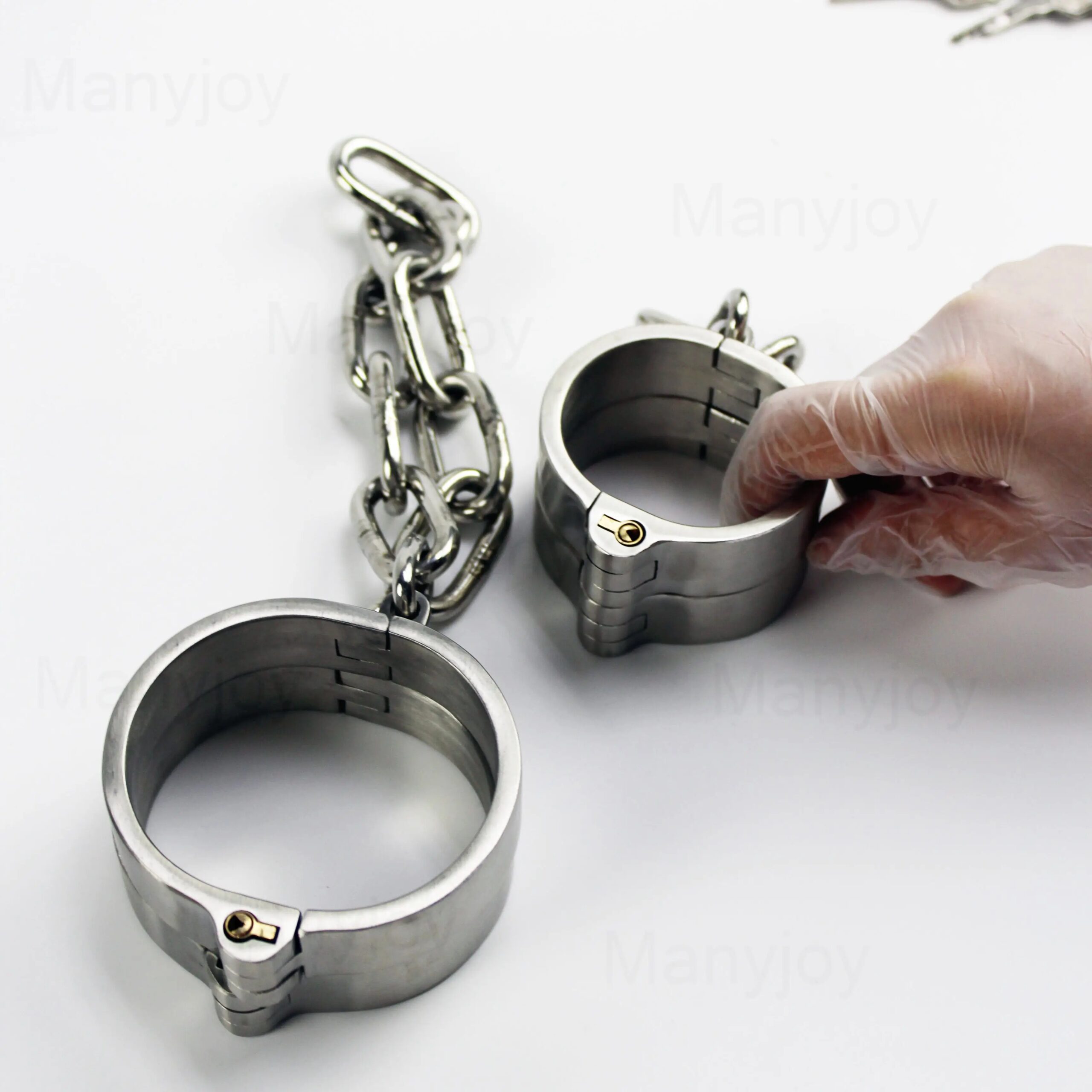Stainless Steel Lockable Slave Neck Collar Handcuff Wrist Ankle Cuffs Bdsm Bondage Restraint Adult Game Sex Toys for Couples
