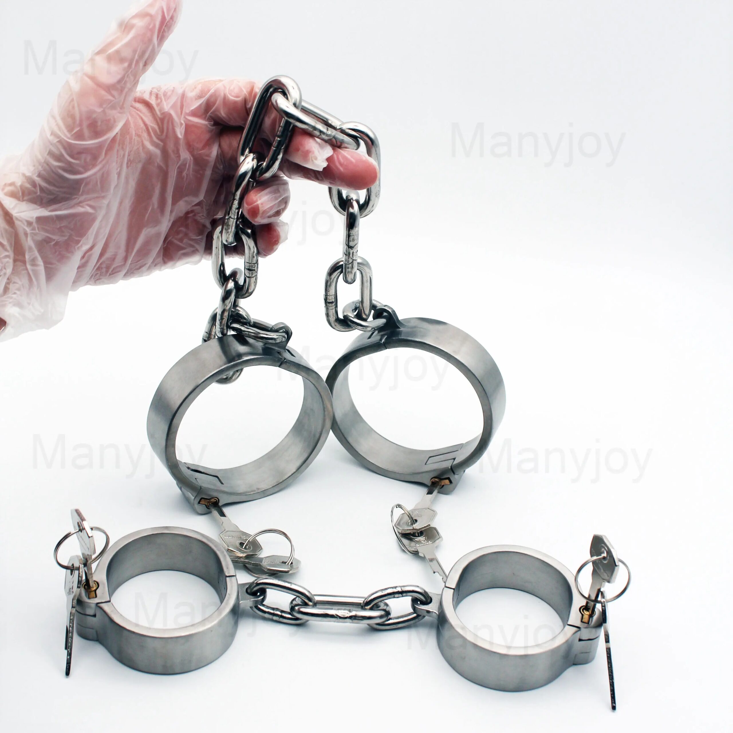 Stainless Steel Lockable Slave Neck Collar Handcuff Wrist Ankle Cuffs Bdsm Bondage Restraint Adult Game Sex Toys for Couples