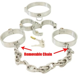 Stainless Steel Lockable Slave Neck Collar Handcuff Wrist Ankle Cuffs Bdsm Bondage Restraint Adult Game Sex Toys for Couples