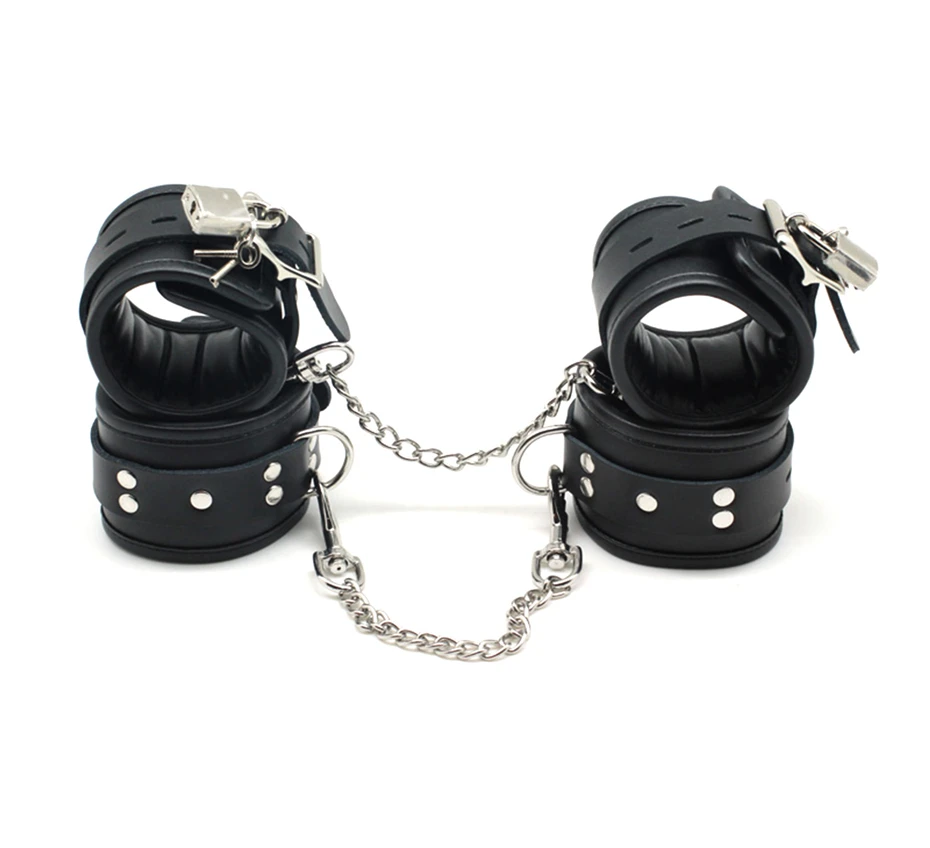 Bondage Slave Adult Toys Restraint Handcuffs Ankle Cuffs with Locking Buckles Locks Keys Leather Sex Handcuffs & Wrist Cuffs Bondage Slave Adult Toys Restraint Handcuffs Ankle Cuffs with Locking Buckles Locks Keys Leather Sex Handcuffs & Wrist Cuffs