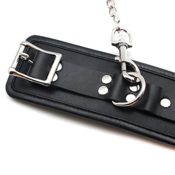 Bondage Slave Adult Toys Restraint Handcuffs Ankle Cuffs with Locking Buckles Locks Keys Leather Sex Handcuffs & Wrist Cuffs