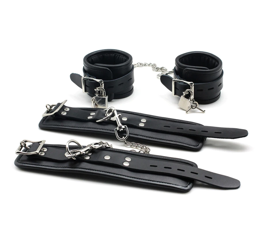 Bondage Slave Adult Toys Restraint Handcuffs Ankle Cuffs with Locking Buckles Locks Keys Leather Sex Handcuffs & Wrist Cuffs Bondage Slave Adult Toys Restraint Handcuffs Ankle Cuffs with Locking Buckles Locks Keys Leather Sex Handcuffs & Wrist Cuffs