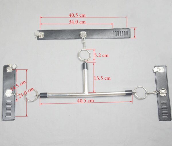 BDSM Bondages Handcuffs&Collar,Leather Wrist To Neck T-Bar Restraints ,Erotica and Sex,Sex Toys For Couples