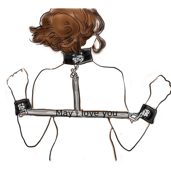 BDSM Bondages Handcuffs&Collar,Leather Wrist To Neck T-Bar Restraints ,Erotica and Sex,Sex Toys For Couples