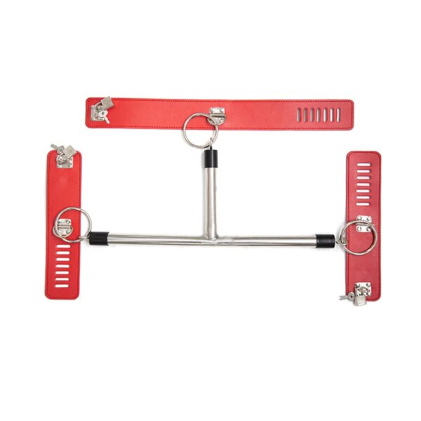 BDSM Bondages Handcuffs&Collar,Leather Wrist To Neck T-Bar Restraints ,Erotica and Sex,Sex Toys For Couples