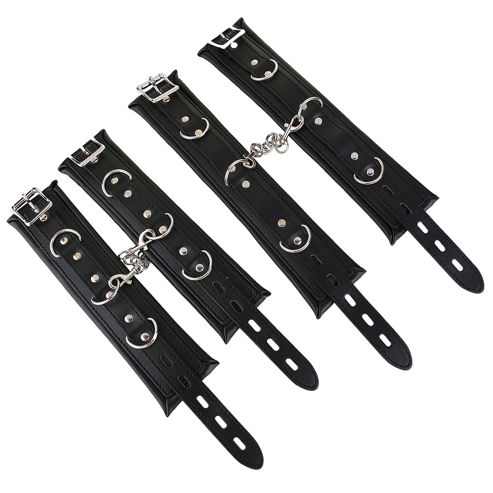 BDSM Bondage Kit Stainless Steel Extendable Spreader Bar Slave Handcuffs Ankle Cuffs Fetish Restraints Set Sex Toys for Couples