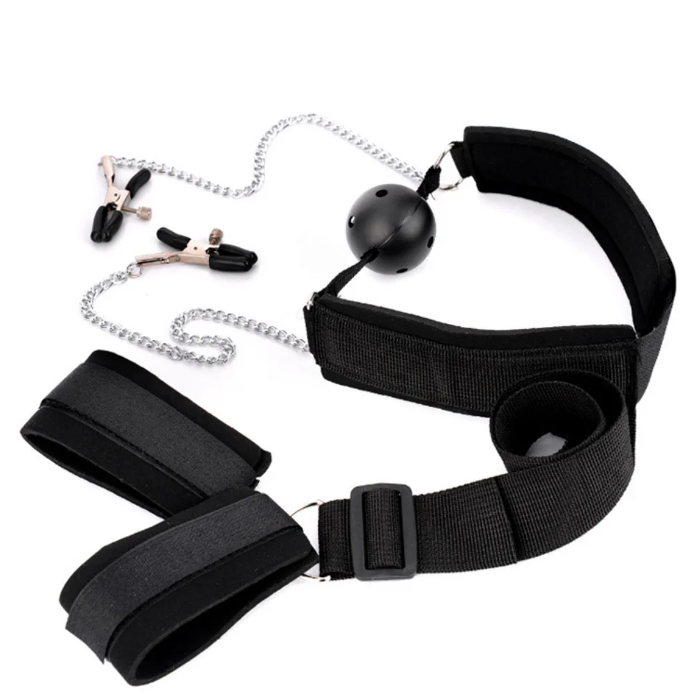 Bdsm Bed Bandages Restraints Handcuffs Open Leg Bdsm Bondage Set Ankle Cuffs Rope Strap Adult Fetish Sex Toys for Woman Couples