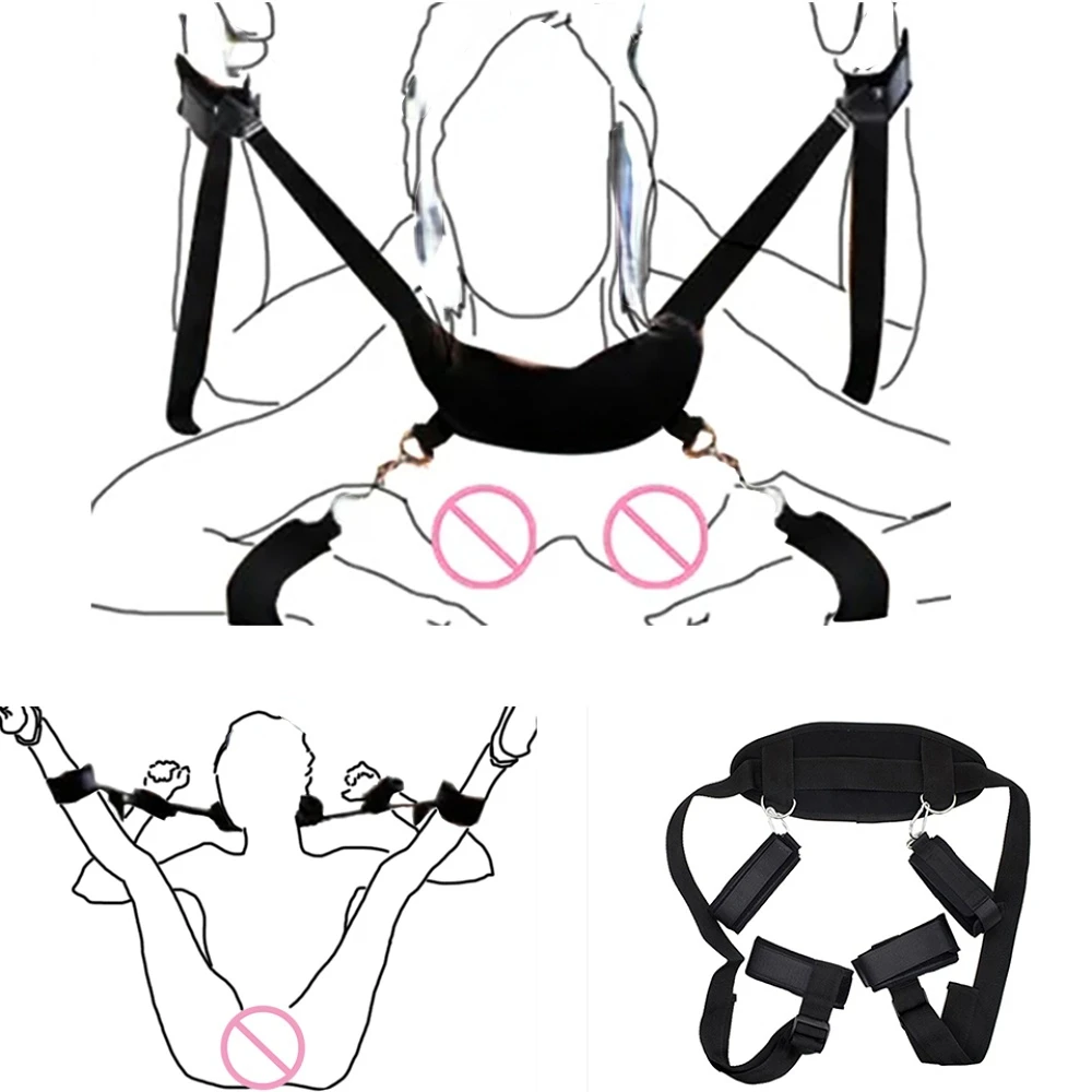 Bdsm Bed Bandages Restraints Handcuffs Open Leg Bdsm Bondage Set Ankle Cuffs Rope Strap Adult Fetish Sex Toys for Woman Couples
