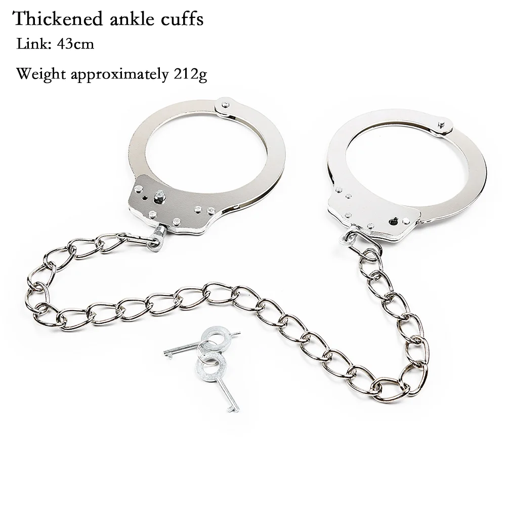 DUTRIEUX Stainless Steel Handcuffs BDSM Bondage Set Adjustable Metal Ankle Cuffs Chain Fetish Restraints Sex Toys For Couples DUTRIEUX Stainless Steel Handcuffs BDSM Bondage Set Adjustable Metal Ankle Cuffs Chain Fetish Restraints Sex Toys For Couples