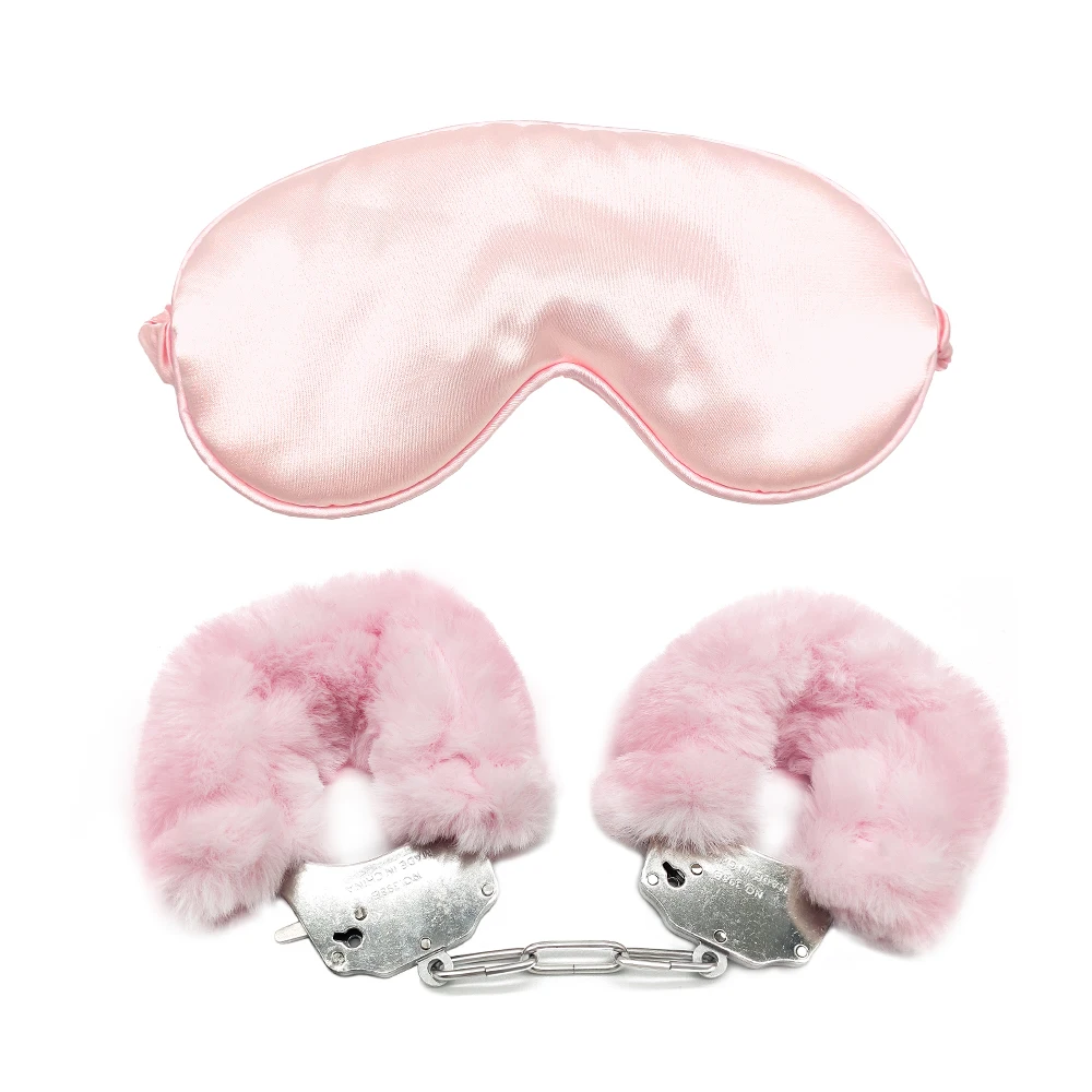 2 PCS Sex BDSM Set with Blindfold and Handcuffs Bondage Restraint Kit Adult SM Play for Women and Couples Pleasure