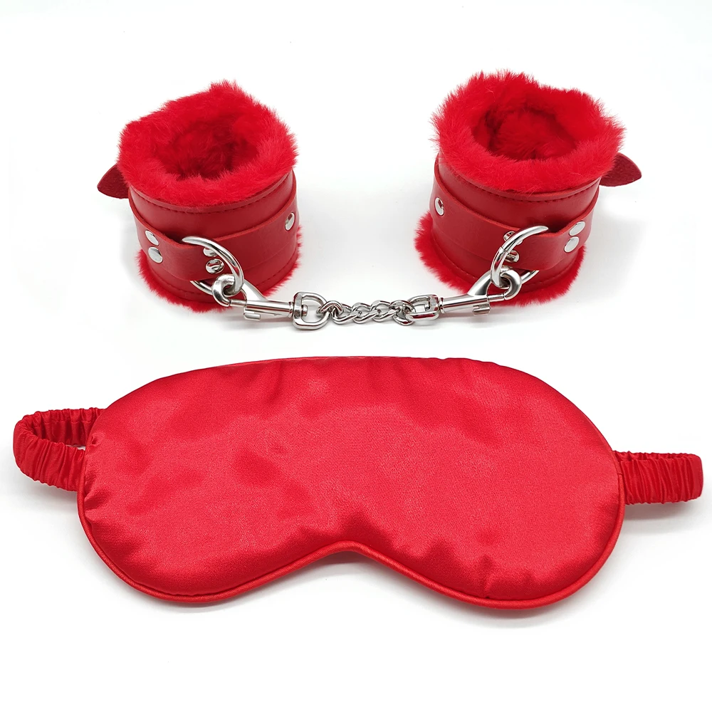 2 PCS Sex BDSM Set with Blindfold and Handcuffs Bondage Restraint Kit Adult SM Play for Women and Couples Pleasure