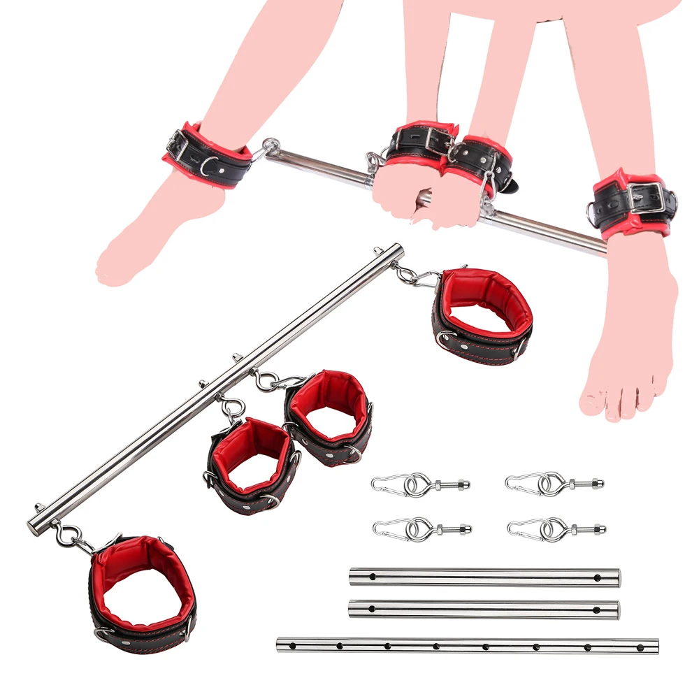 BDSM Bondage Set Stainless Steel Extend Spreader Bar Sex Slave Handcuffs Ankle Cuffs Fetish Restraints Adult Sex Toys for Couple BDSM Bondage Set Stainless Steel Extend Spreader Bar Sex Slave Handcuffs Ankle Cuffs Fetish Restraints Adult Sex Toys for Couple